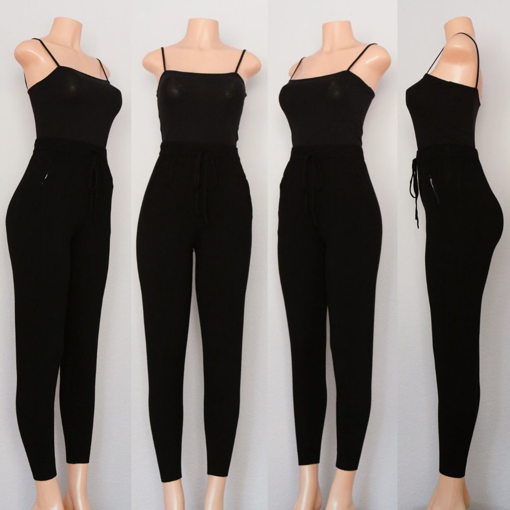 NEW Comune Glendwood Zip Pocket High Waist Soft Cozy Knit Jogger Pants Black $84 - Picture 6 of 11